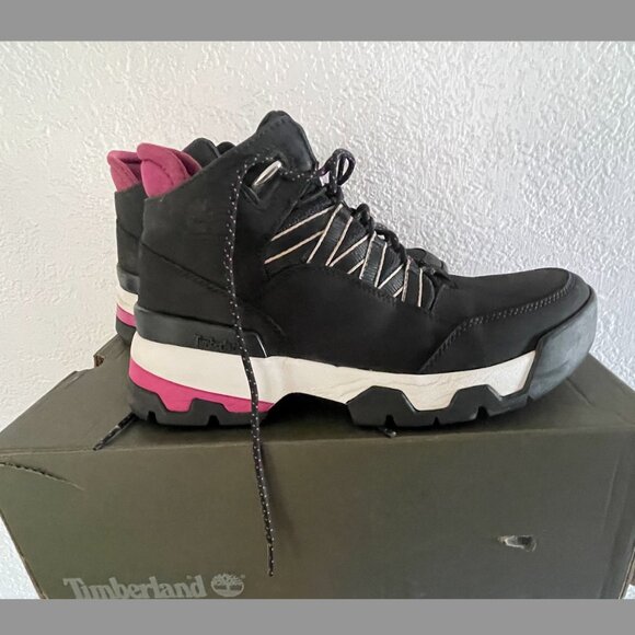Timberland Women's Hiking Boots, Size 8M, Euro Swift Style Black and Pink - Picture 2 of 4